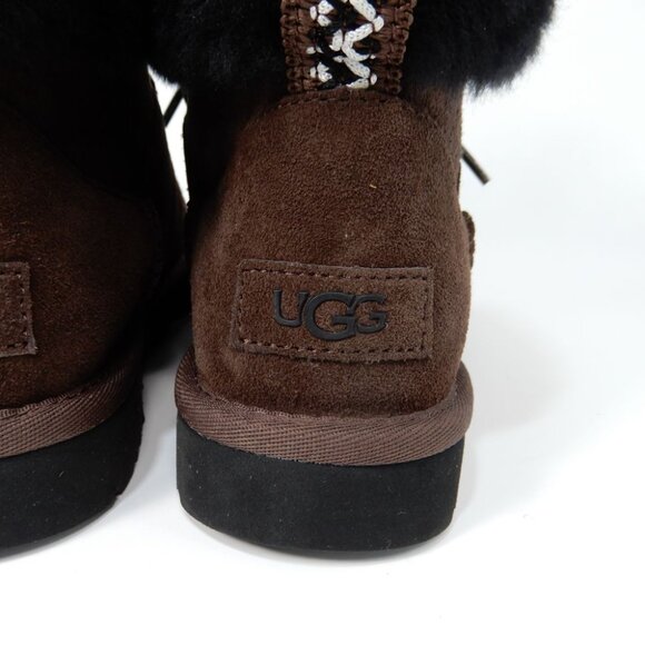 UGG Classic Mini Alpine Lace Up Booties Boots Size 5 Brown Suede Shearling NEW - Picture 6 of 10